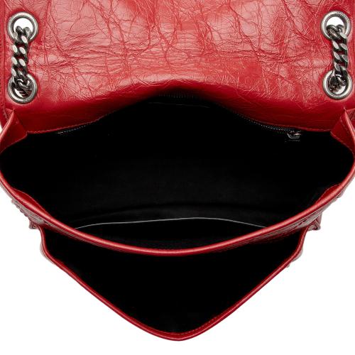 Saint Laurent Crinkled Calfskin Monogram Niki Medium Shoulder Bag