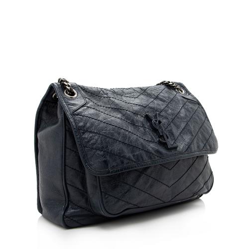 Saint Laurent Crinkled Calfskin Niki Large Shoulder Bag