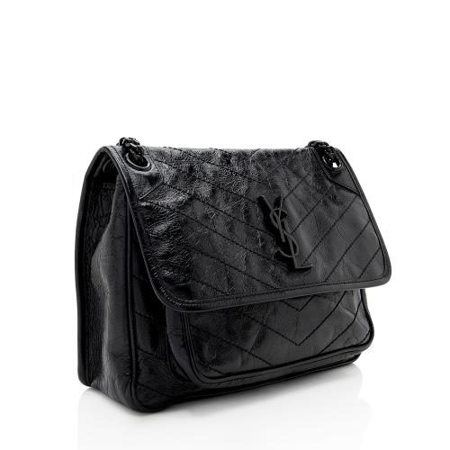 Saint Laurent Crinkled Calfskin Niki Medium Shoulder Bag