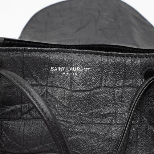 Saint Laurent Croc Embossed Lambskin Festival Backpack