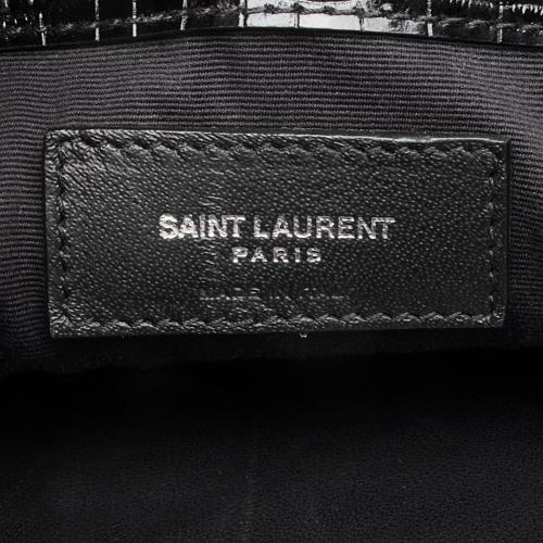 Saint Laurent Croc Embossed Leather Manhattan Small Satchel