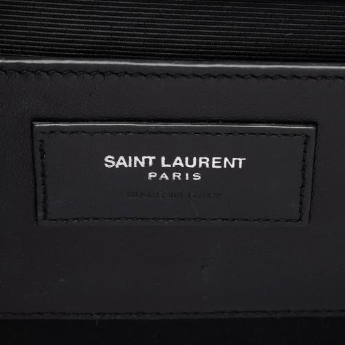 Saint Laurent Croc Embossed Leather Monogram Kate Tassel Medium Shoulder Bag