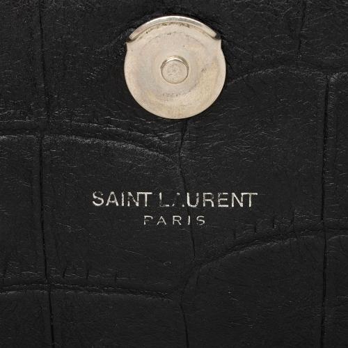 Saint Laurent Croc Embossed Leather Monogram Kate Tassel Medium Shoulder Bag