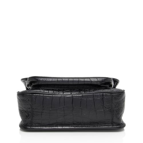 Saint Laurent Croc Embossed Leather Monogram Niki Baby Shoulder Bag