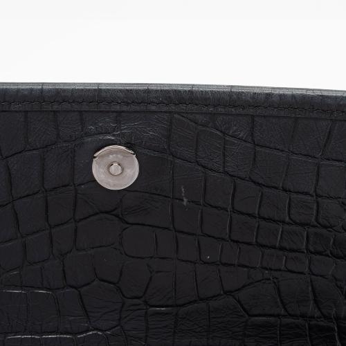 Saint Laurent Croc Embossed Leather Monogram Niki Baby Shoulder Bag