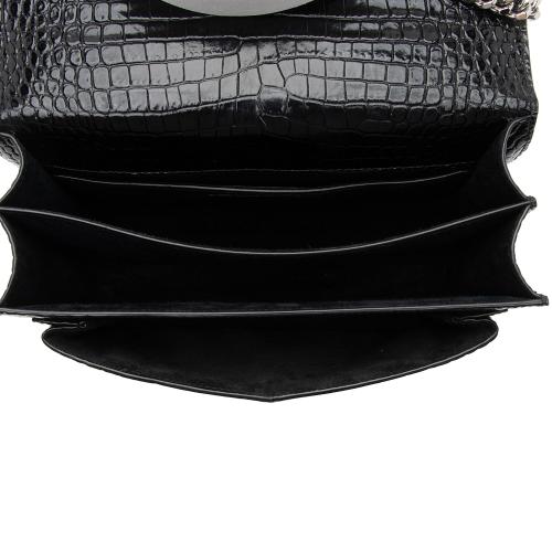 Saint Laurent Large Sunset Crocodile-Embossed Shoulder Bag
