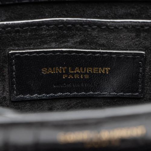 Saint Laurent Croc Embossed Leather Monogram Sunset Medium Shoulder Bag