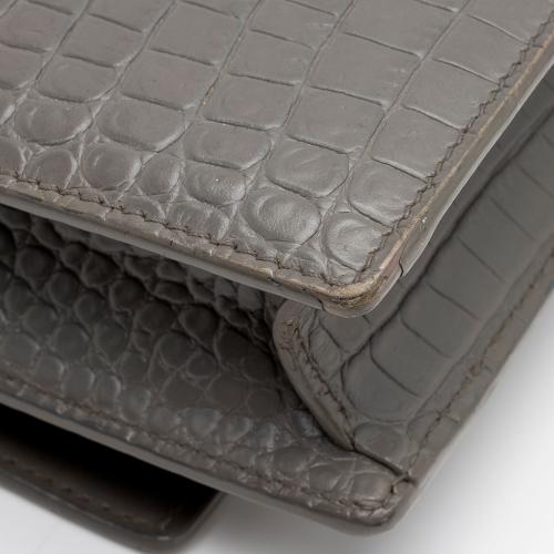 Saint Laurent Croc Embossed Leather Monogram Sunset Mini Wallet on Chain Bag