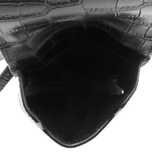 Saint Laurent Croc Embossed Leather Phone Pouch Crossbody Bag
