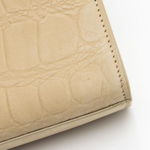 Saint Laurent Croc Embossed Nubuck Monogram Kate Small Shoulder Bag