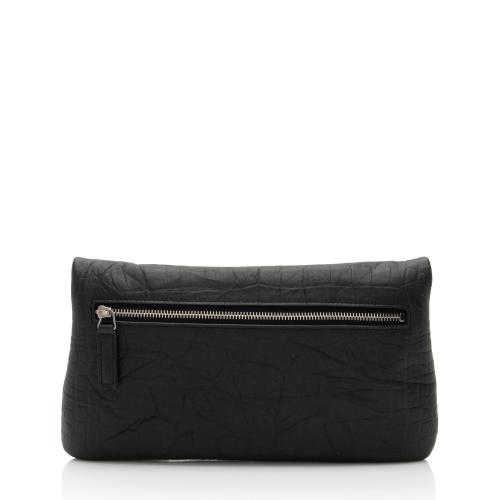 Saint Laurent Croc Embossed Leather West Hollywood Fold Over Clutch