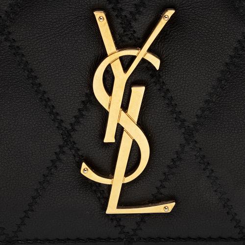 Saint Laurent Diamond Quilted Leather Monogram Angie Small Shoulder Bag