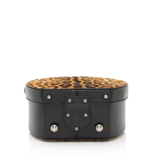 Saint Laurent Leather Ponyhair Leopard Print Mica Hatbox Small Crossbody