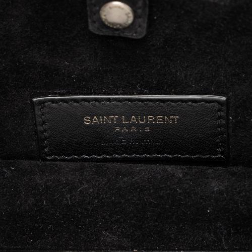 Saint Laurent Leather Ponyhair Leopard Print Mica Hatbox Small Crossbody