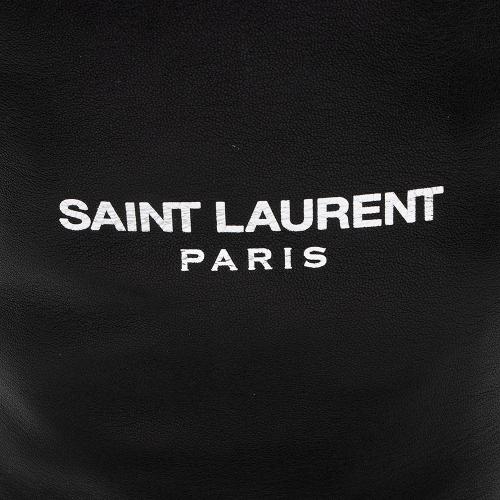 Saint Laurent Leather Logo Teddy Small Bucket Bag