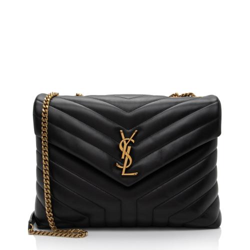 Yves Saint Laurent YSL LouLou Shoulder Chain Bag Black Gold
