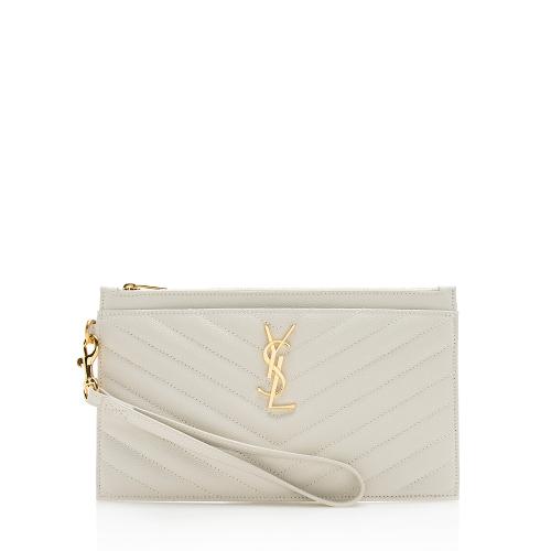 Saint Laurent Matelasse Grain de Poudre Monogram Large Bill Pouch