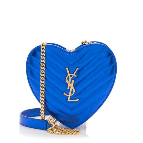 Saint Laurent Metallic Matelasse Calfskin Monogram Love Heart Crossbody Bag