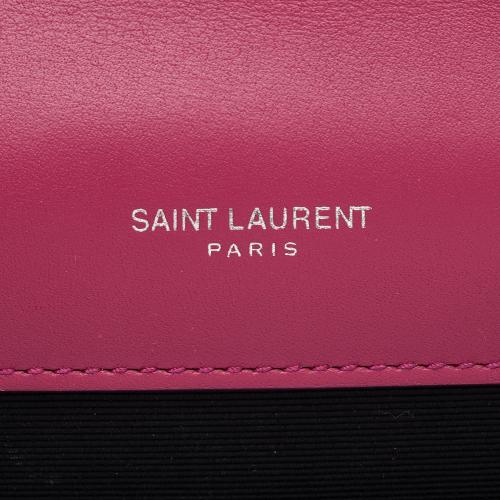 Saint Laurent Metallic Croc Embossed Leather Monogram Small Envelope Bag