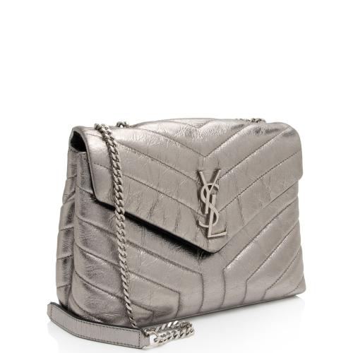 Saint Laurent Metallic Matelasse Calfskin Monogram LouLou Chain Small Crossbody