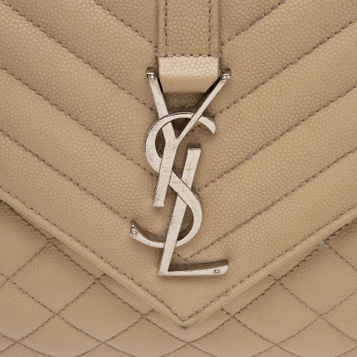 Saint Laurent Matelasse Grain de Poudre Monogram Large Shoulder