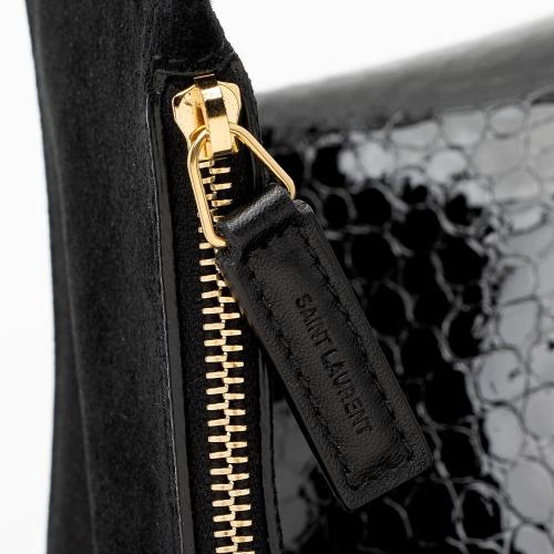 Saint Laurent Patent Croc Embossed Leather Suzanne Medium Hobo