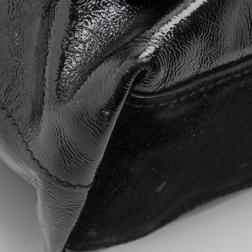 Saint Laurent Patent Leather Suede Fringe Tote