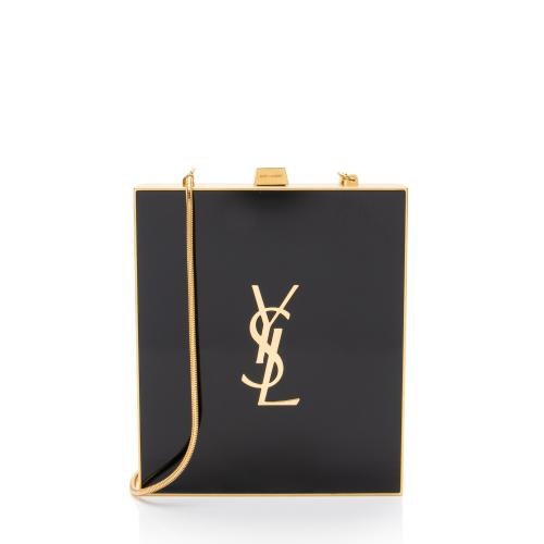 Saint Laurent Plexiglass Minaudiere Tuxedo Monogram Box Shoulder Bag