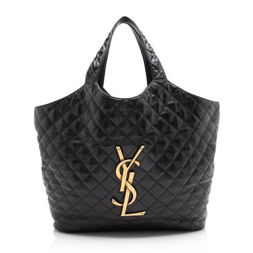 Saint Laurent Quilted Lambskin Monogram Icare Maxi Shopping Tote