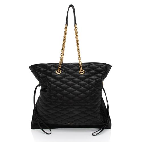 Saint Laurent Quilted Leather Pochon Drawstring Tote
