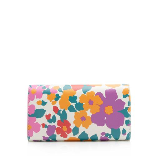 Saint Laurent Smooth Calfskin Floral Mini Chain Wallet