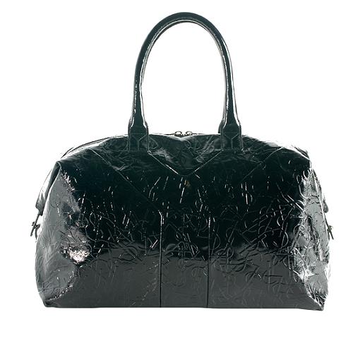 Yves Saint Laurent Embossed Patent Leather Easy Medium Satchel Handbag