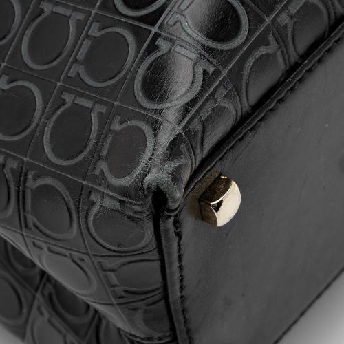 Salvatore Ferragamo Embossed Leather Gancini Convertible Medium Top Handle Satchel
