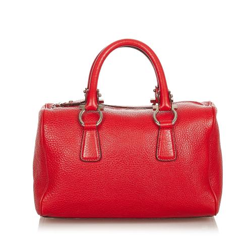 Salvatore Ferragamo Gancini Leather Boston Bag