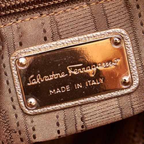 Salvatore Ferragamo Gancini Metallic Leather Handbag