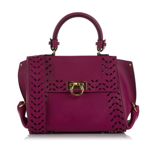 Salvatore Ferragamo Laser Cut Gancini Sofia Satchel