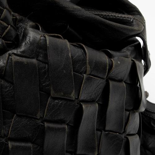 Salvatore Ferragamo Leather Basketweave Shoulder Bag
