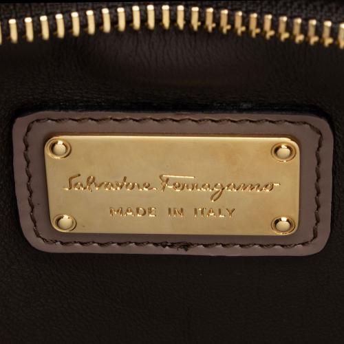 Salvatore Ferragamo Patent Leather Tricolor Gancini Sofia Medium Satchel