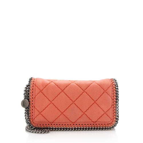 Stella McCartney Quilted Shaggy Deer Falabella Fold Over Large Clutch