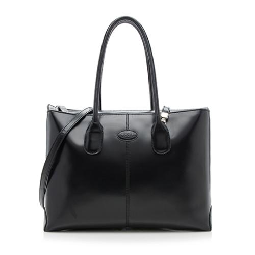 Tods Glazed Leather Classic D Bag Tote