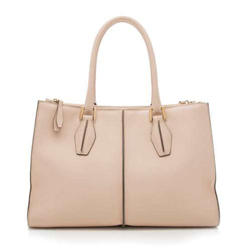 Tods Leather Double-Zip D-Cube Bag