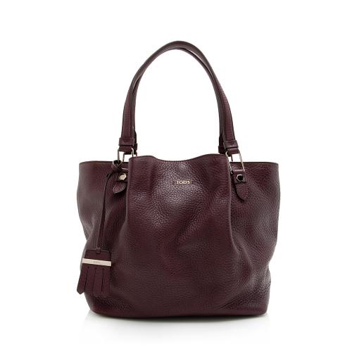 Tod's Leather Ruched Flower Small Tote