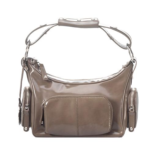 Tods Patent Leather Pocket Hobo Handbag