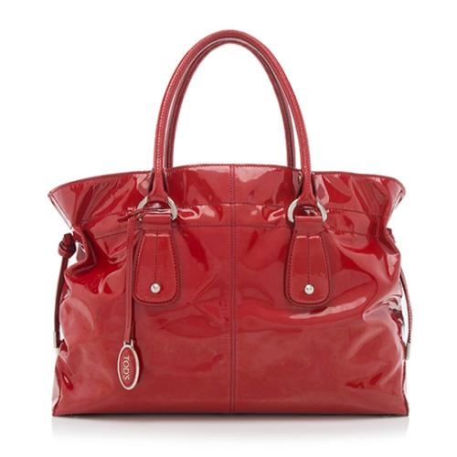 Tods Patent Leather Restyled D-Bag Shopping Media Tote