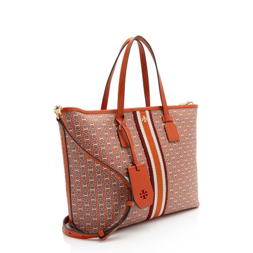 Tory Burch Coated Canvas Gemini Link Small Tote