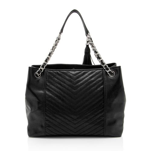 Tory Burch Distressed Leather Chevron Fleming Tote