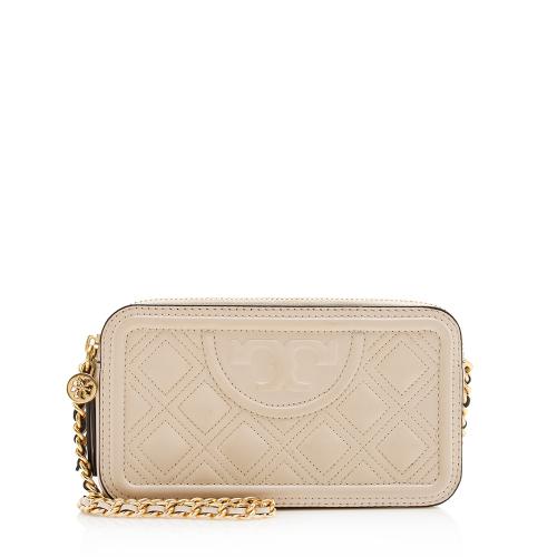 Tory Burch Embossed Leather Fleming Double Zip Mini Bag