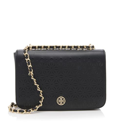 Tory Burch Floral Perforated Robinson Chain Shoulder Bag