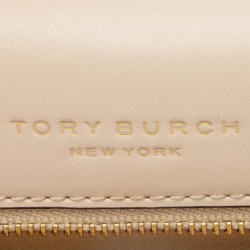 Tory Burch Leather Basket-Weave Small Flap Shoulder Bag