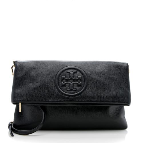 Tory Burch Leather Bombe Fold Over Clutch